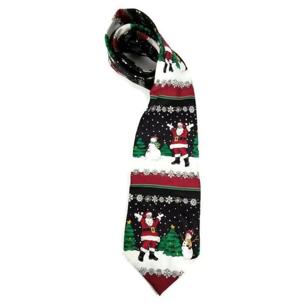 Holidays Christmas Santa Snowman Tree Snowflakes Mens Tie  RN51093 58 in x 4 in